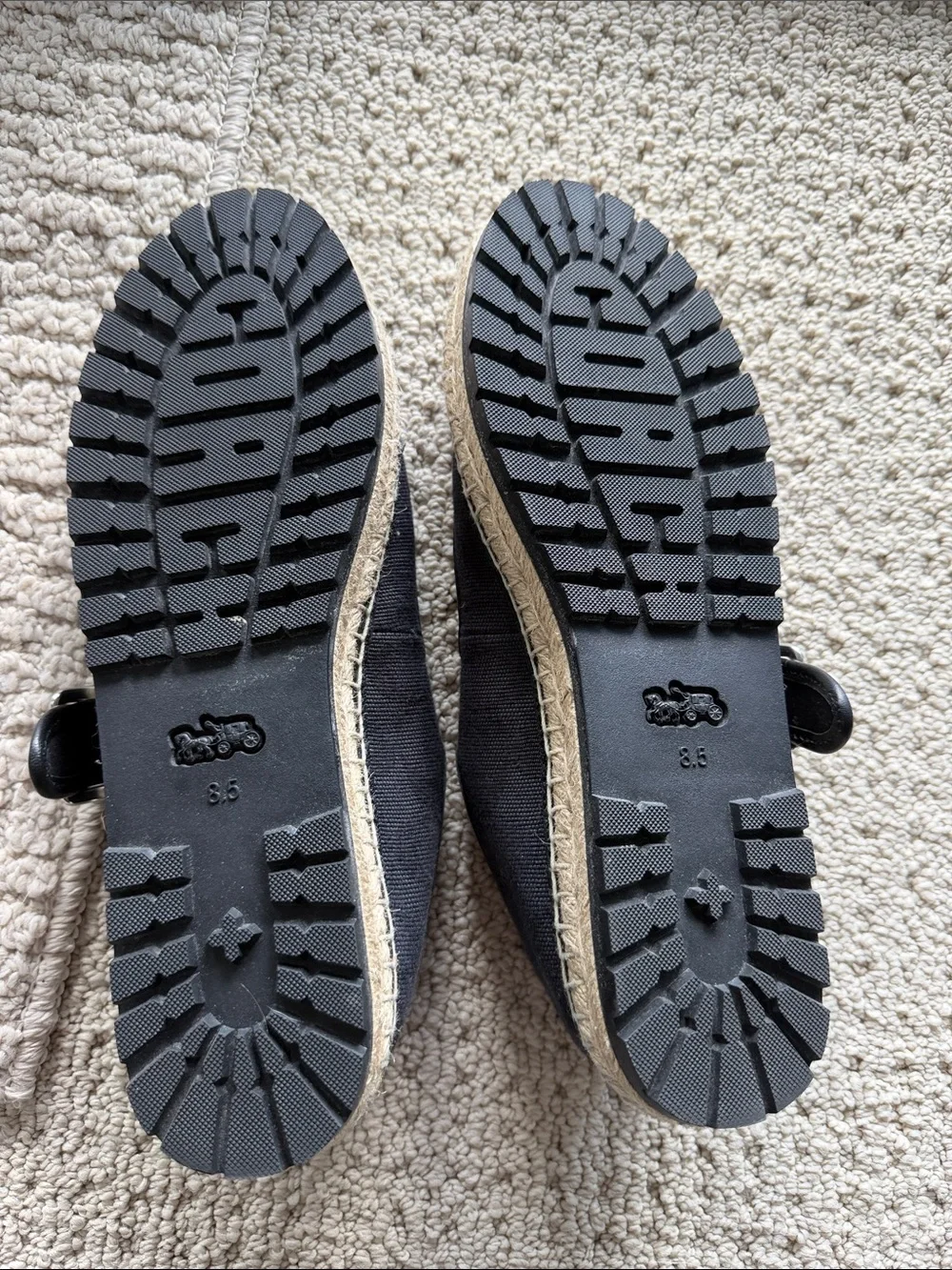 Coach Black Espadrille Mary Jane Flats with Buckle